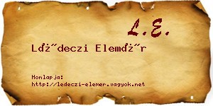 Lédeczi Elemér névjegykártya